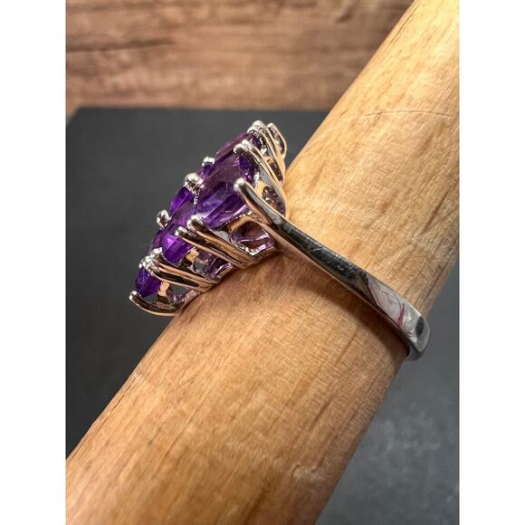 Amethyst sterling silver cluster ring size 7 - Picture 13 of 16